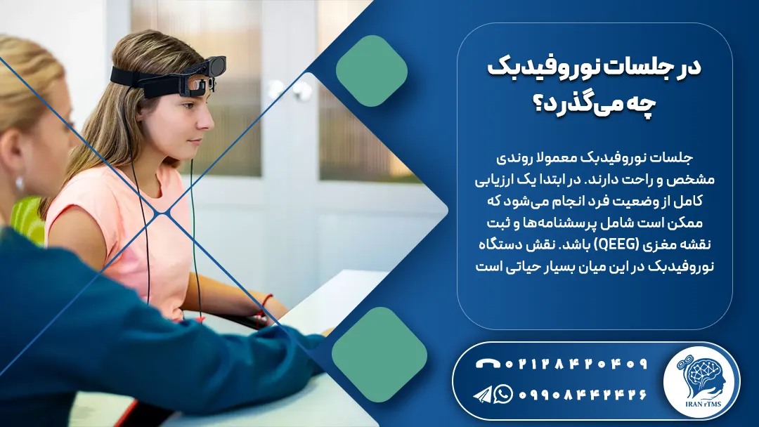 نوولوژیست و دختر جوان در جلسه نوروفیدبک