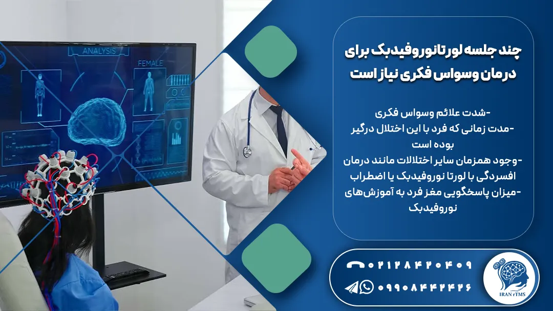 آنالیز نقشه مغزی زن جوان در جلسه لورتانوروفیدبک برای درمان وسواس فکری 